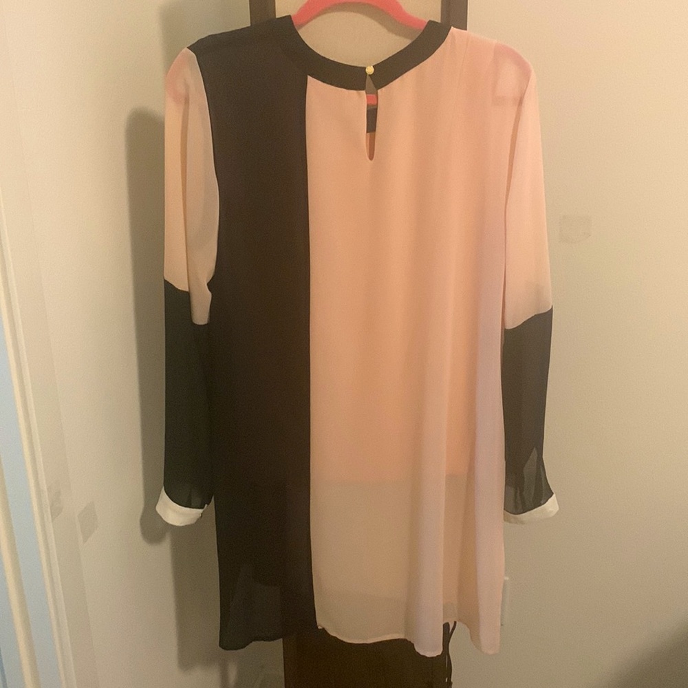 Calvin Klein Color Block Chiffon Tunic Black/Pink… - image 2